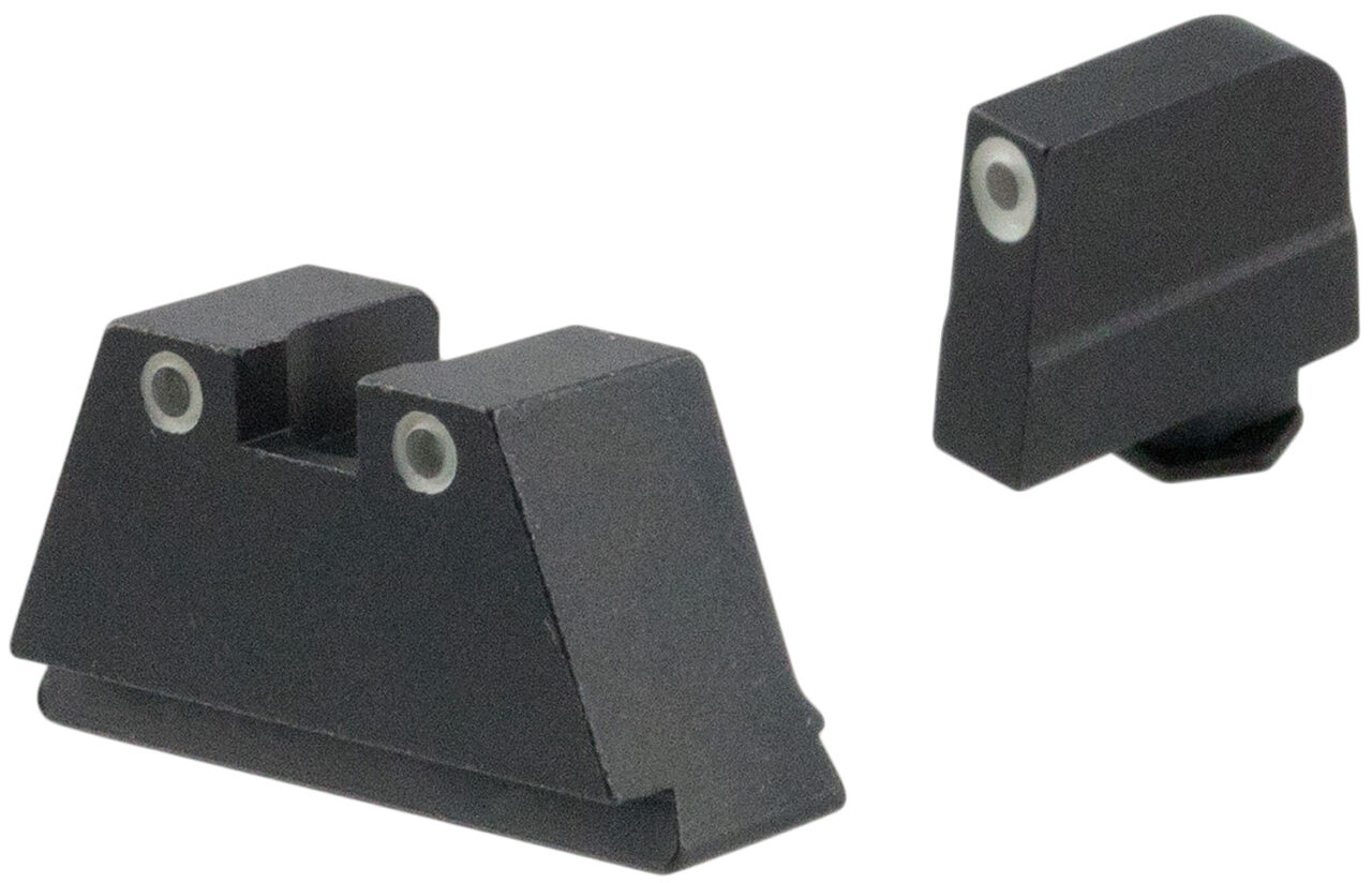 AmeriGlo GL349 Optic Compatible Sight Set for Glock Black | 3XL Tall Green Tritium with White Outline Front Sight 3XL Tall Green Tritium with White Outline Rear Sight