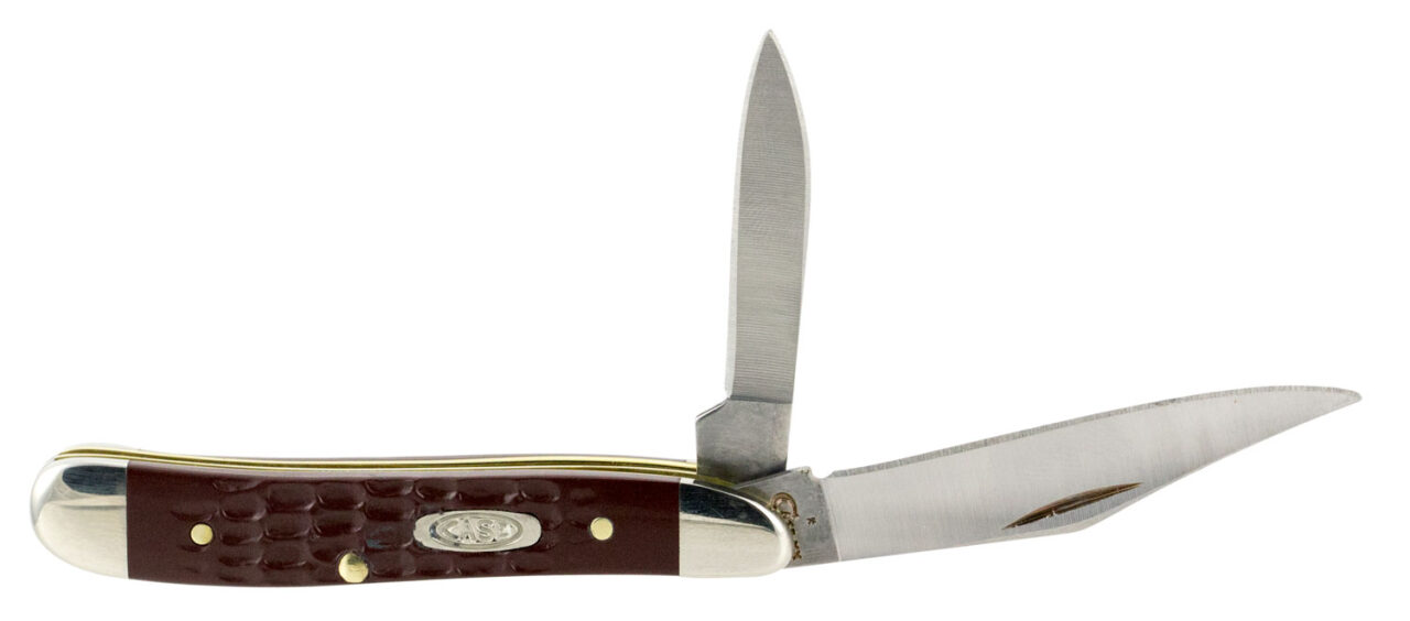 Case 00046 Peanut 2.10"/1.53" Folding Clip/Pen Plain As-Ground Tru-Sharp SS Blade/Brown Jigged Synthetic Handle