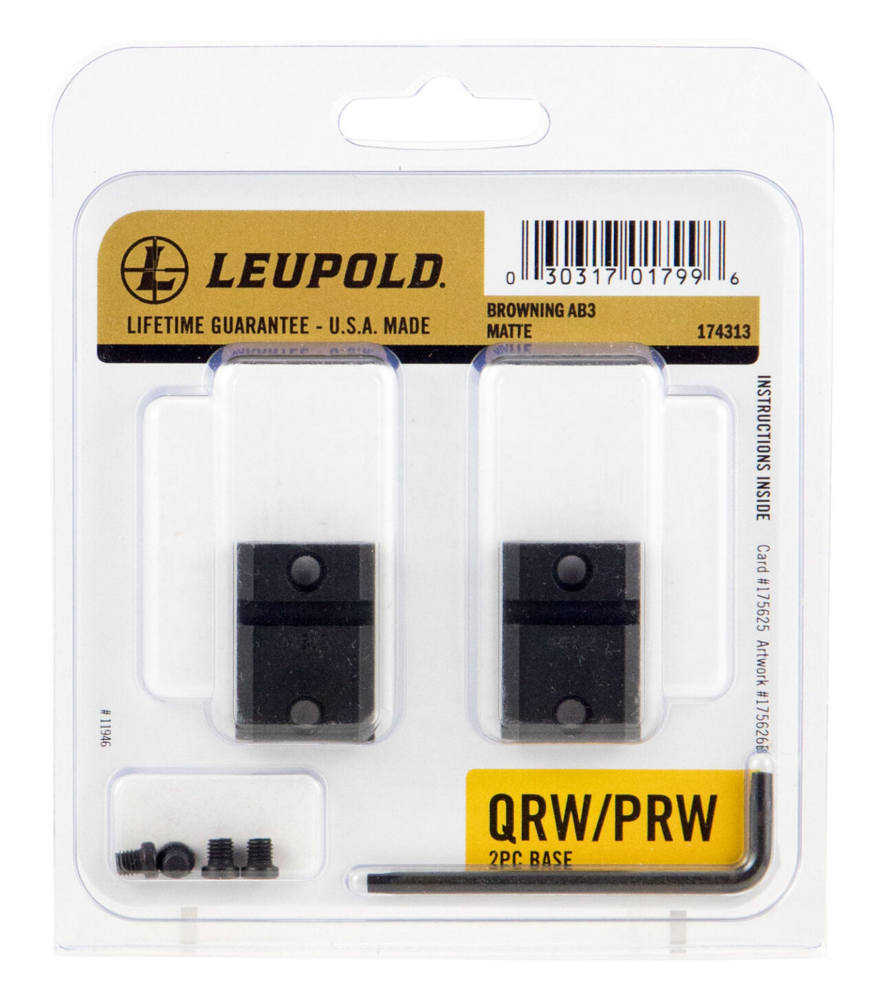 Leupold 174313 QRW Cross-Slot Base Matte Black Browning AB3
