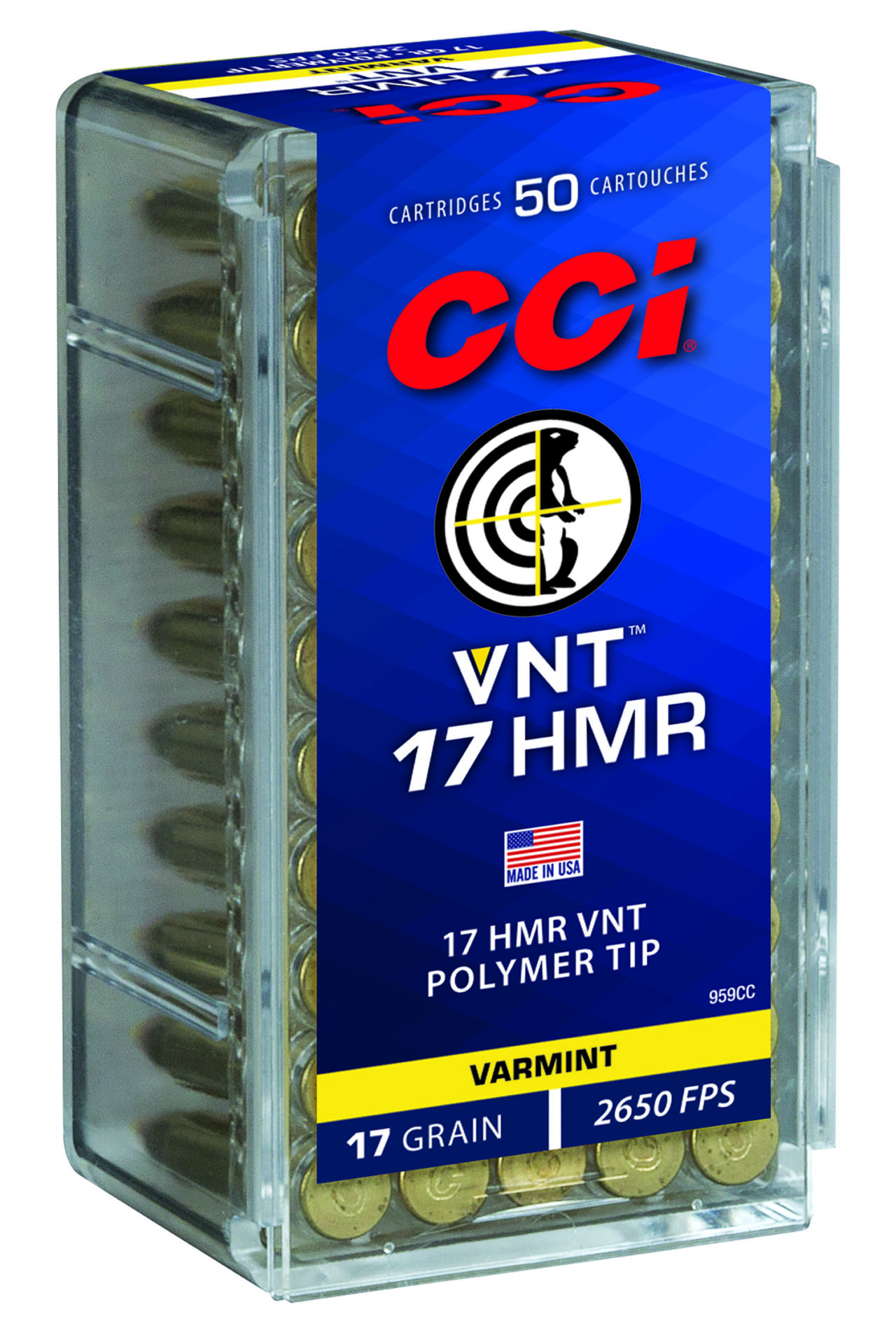 CCI 959CC VNT Rimfire 17 HMR, 17 gr/Varmint Tipped, 50 Per Box/ 40 Cs - Image 2