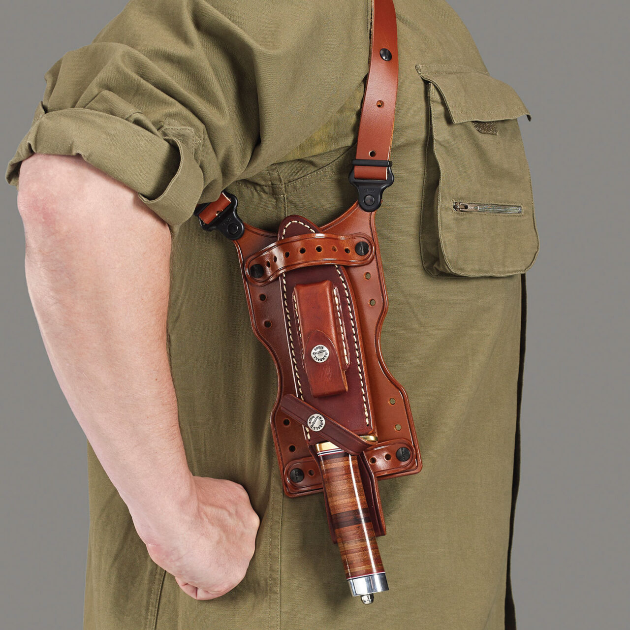 Galco SHU Shuka Knife Holder Over The Shoulder Tan Leather - Image 2