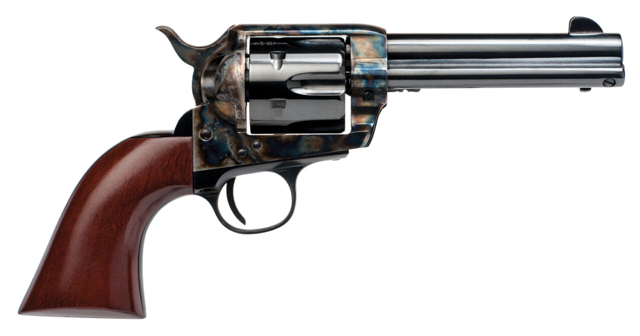 Cimarron PP410 Frontier Pre-War 1896-1940 45 Colt (LC) 6rd 4.75" Blued Barrel & Cylinder, Wide Front Sight, Color Case Hardened Steel Frame, Walnut Grip