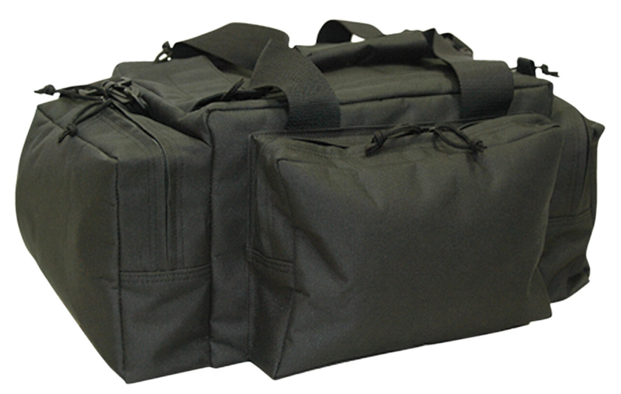 Bob Allen 79014 Max-Ops Tactical Range Bag Water Resistant Coated Black Polyester with Storage Pockets, Foam Padding & Webbing Carry Handles 20" x 10" x 9" Interior Dimensions