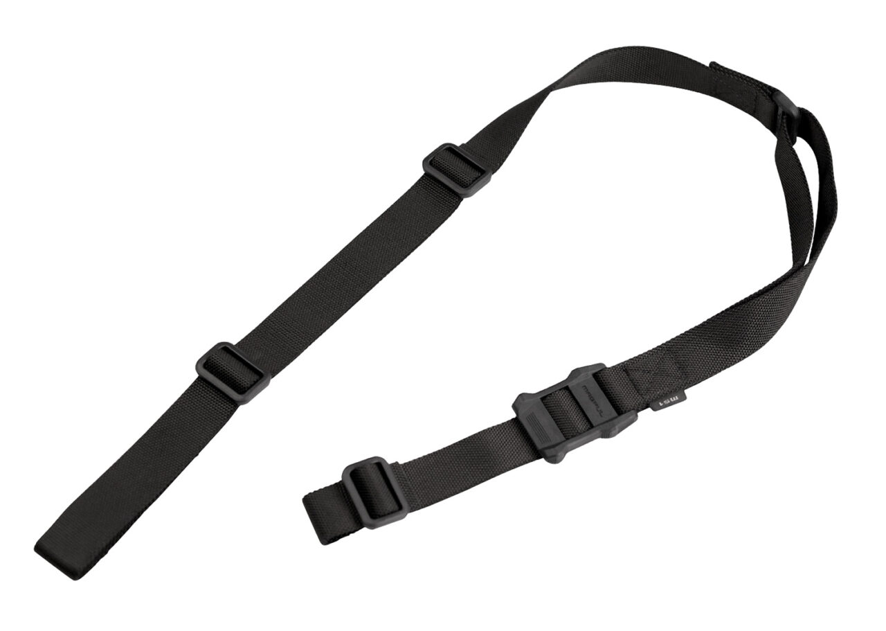 Magpul MAG513-BLK MS1 Sling made of Black Nylon Webbing with 48"- 60" OAL, 1.25" W & Adjustable Two-Point Design for AR Platforms