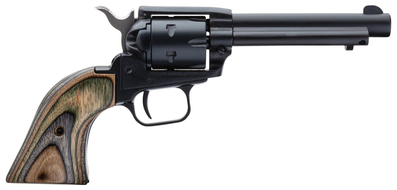 Heritage Mfg RR22CH4 Rough Rider 22 LR 6 Shot 4.75" Black Oxide Barrel, Simulated Case Hardened Frame, Black Oxide Cylinder, Camo Laminate Grips