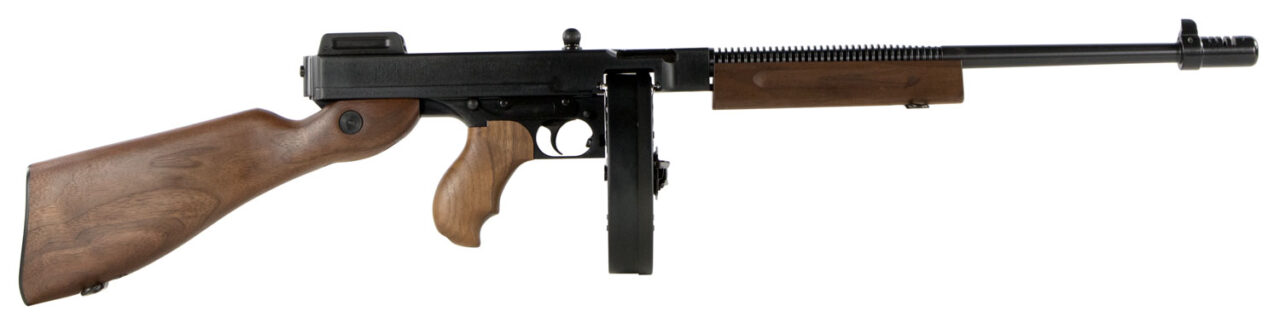 Thompson T1DH 1927A-1 Deluxe 45 ACP Caliber with 18" Barrel, 10+1 Capacity (Drum), Color Case Hardened Metal Finish, American Walnut Wood Stock Grip Right Hand