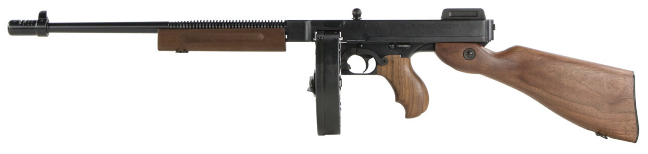 Thompson T1DH 1927A-1 Deluxe 45 ACP Caliber with 18" Barrel, 10+1 Capacity (Drum), Color Case Hardened Metal Finish, American Walnut Wood Stock Grip Right Hand - Image 2