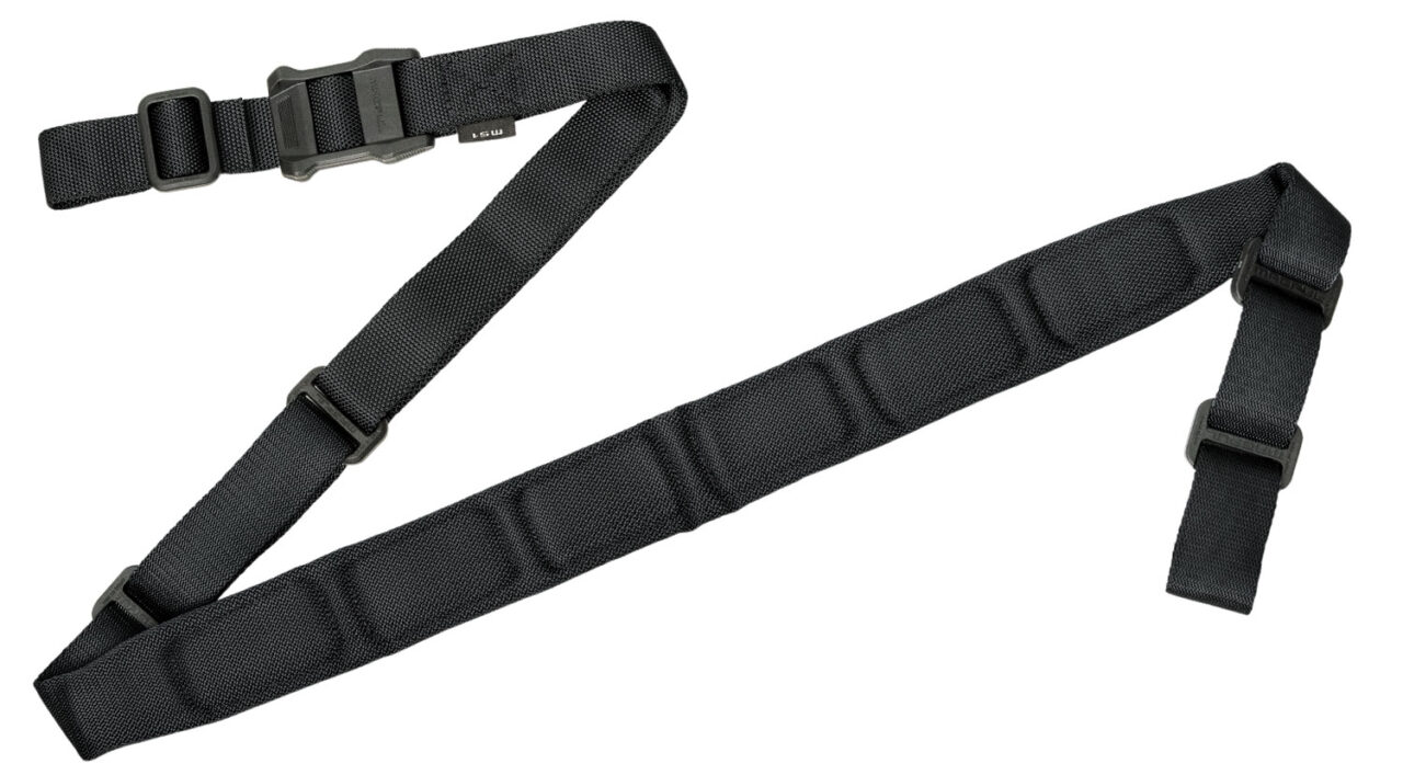 Magpul MAG545-BLK MS1 Sling 1.25"-1.88" W x 48"- 60" L Padded Two-Point Black Nylon Webbing for Rifles