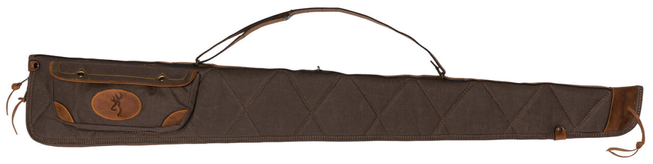 Browning 1413886952 Lona Rifles Case 52" Flint with Brown Trim Canvas with Foam Padding, Double-Pull Zipper & Snap Closure Side Pocket with Cartridge Loops