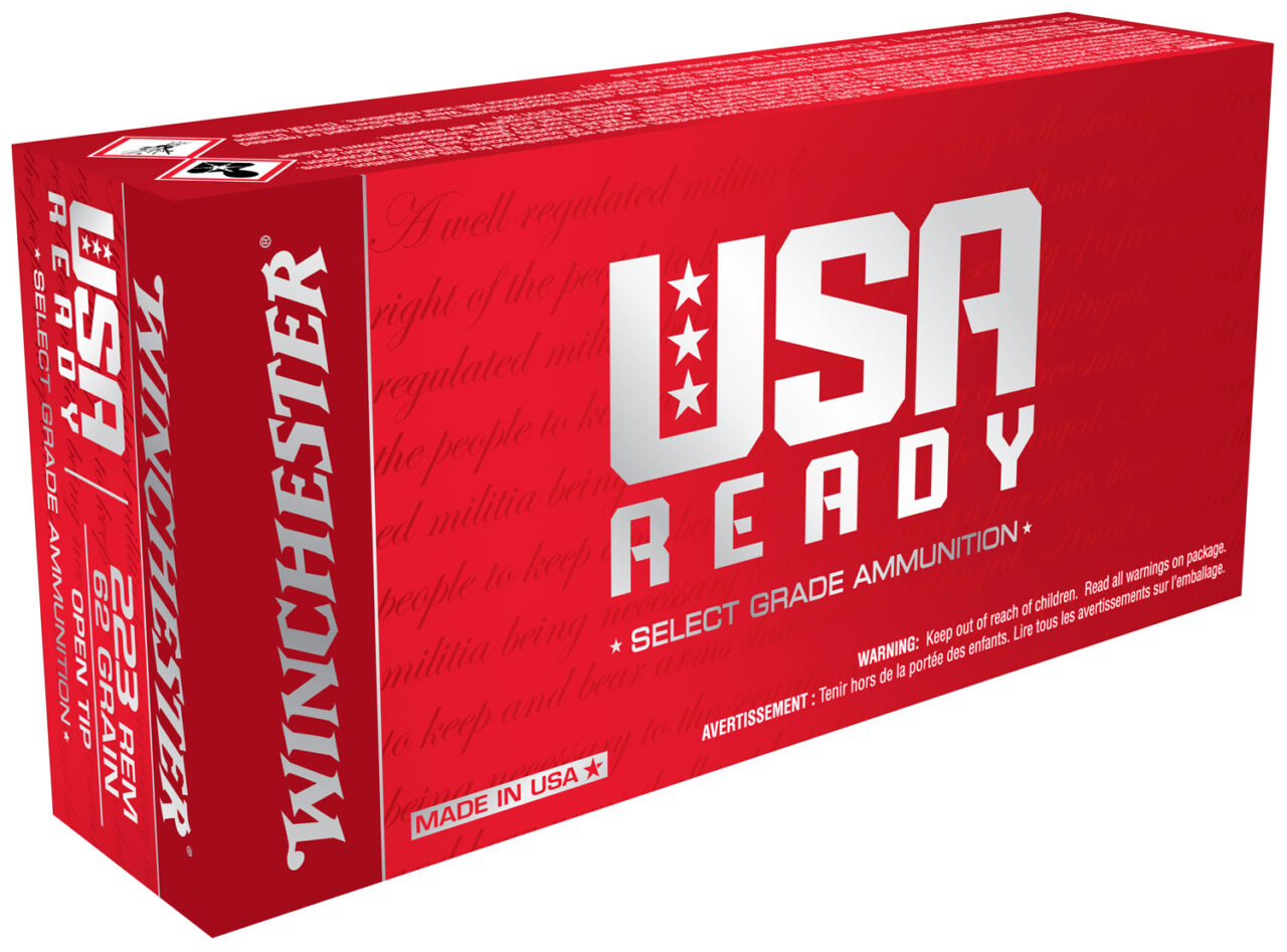 Winchester Ammo RED223 USA Ready 223 Rem 62 gr 3065 fps Open Tip Range 20 Bx/10 Cs