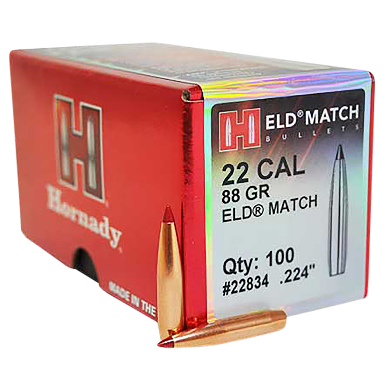 Hornady 22834 ELD Match 22 Cal .224 88 gr Extremely Low Drag-Match (ELD-M)