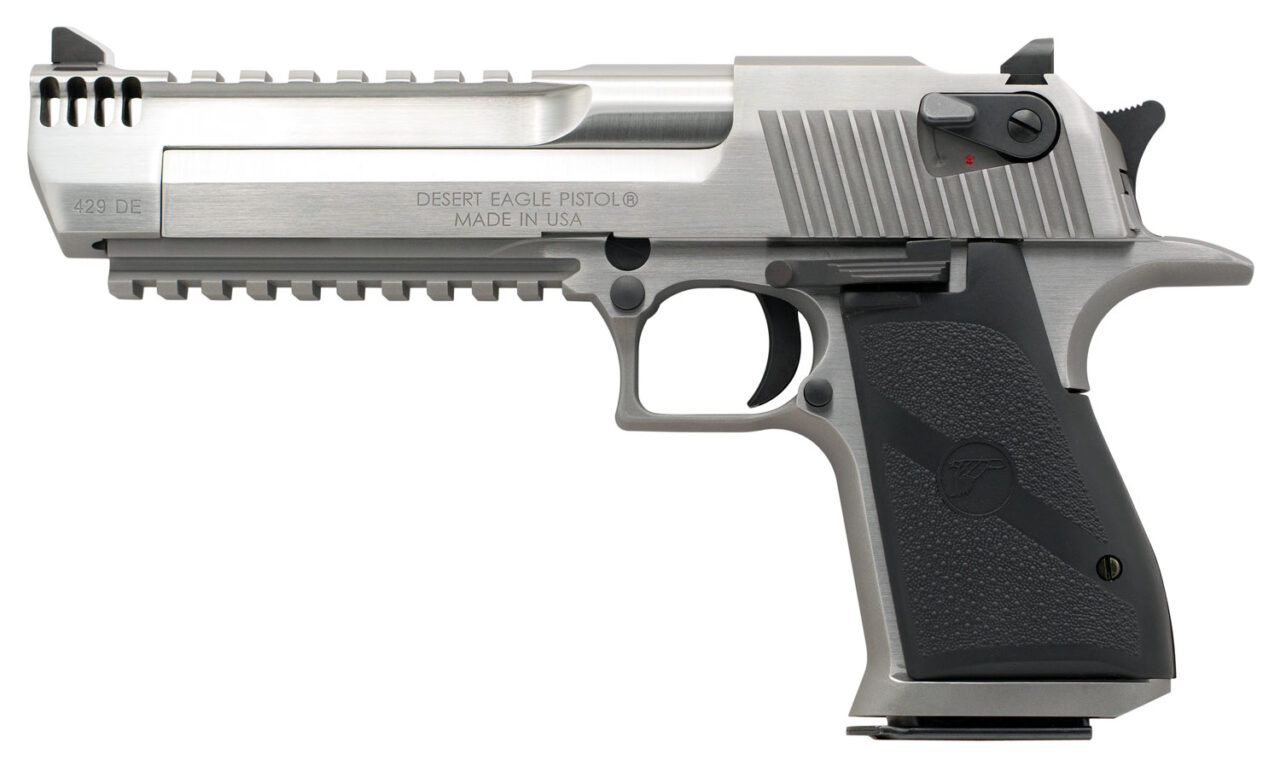 Magnum Research DE429SRMB Desert Eagle Mark XIX 429 DE Caliber with 6" Muzzle Brake/Picatinny Rail Barrel, 7+1 Capacity, Overall Matte Stainless Steel Finish, Picatinny Rail/Beavertail Frame, Serrated Slide & Black Rubber Grip - Image 2
