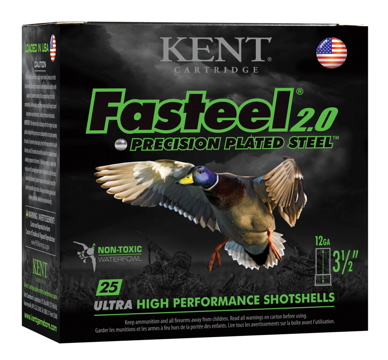 Kent Cartridge K1235FS402 Fasteel 2.0 12 Gauge, 3.50" 1 3/8 oz, 2 Shot, 25 Per Box/ 10 Cs