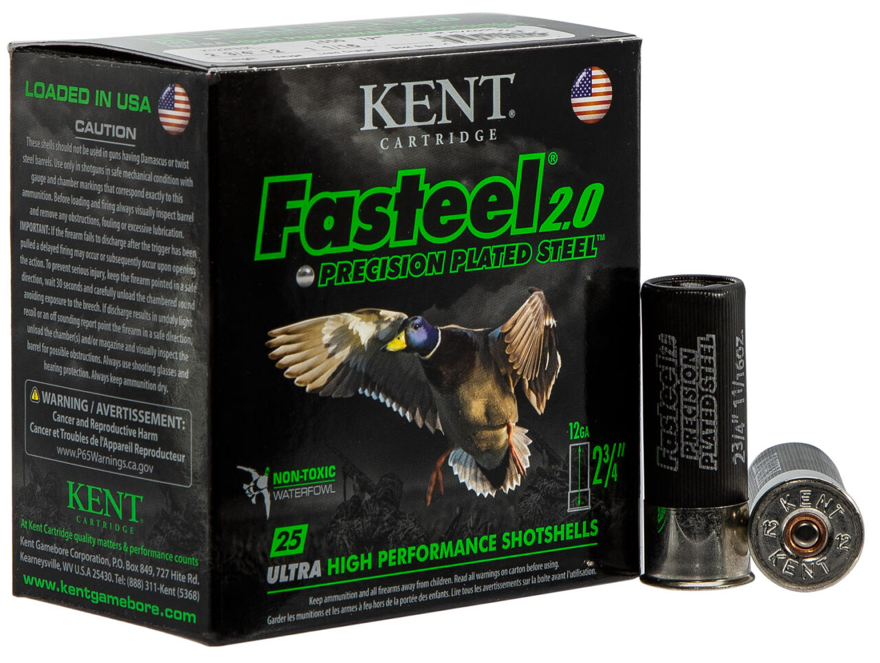 Kent Cartridge K122FS304 Fasteel 2.0 12 Gauge, 2.75" 1 1/16 oz, 4 Shot, 25 Per Box/ 10 Cs
