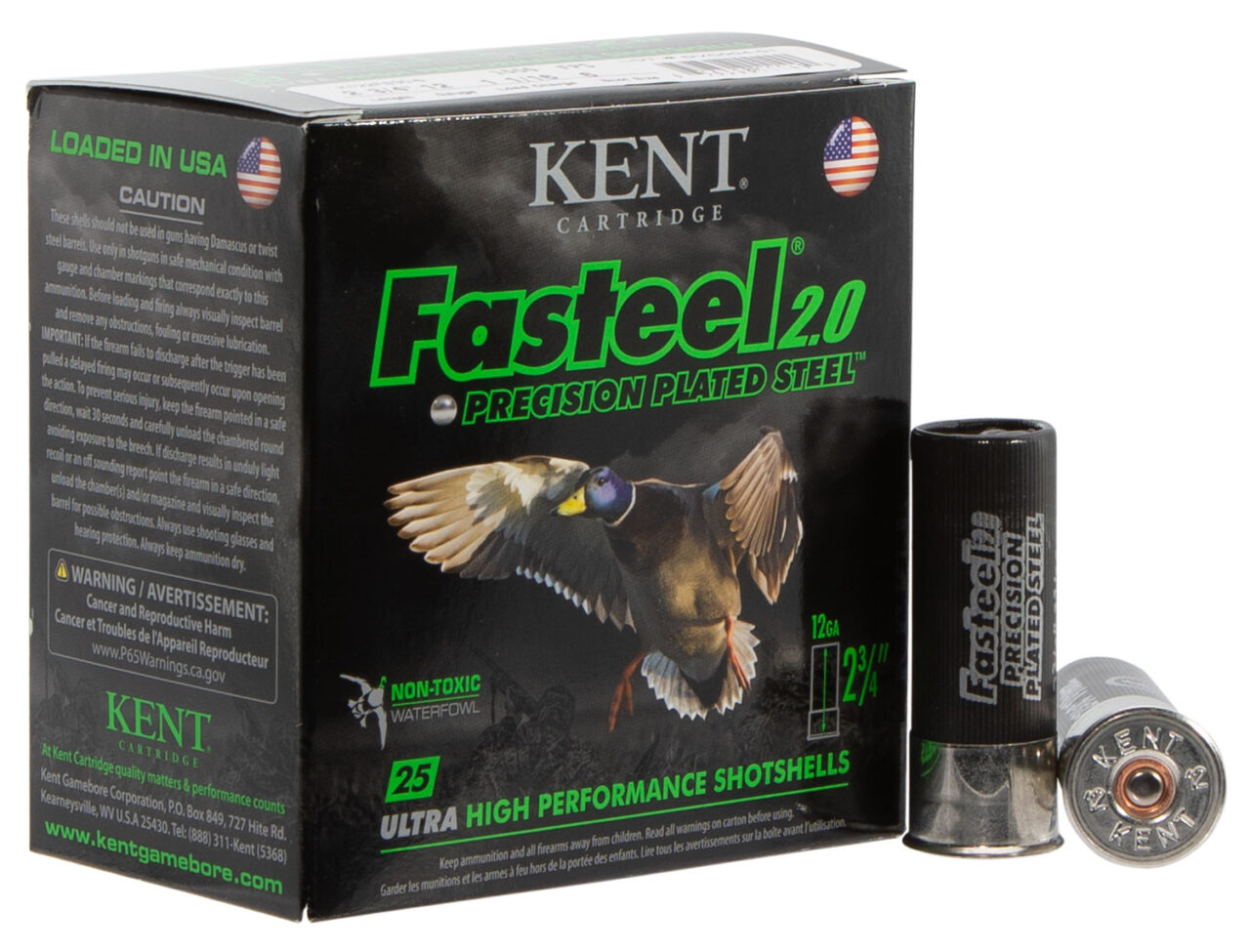 Kent Cartridge K122FS306 Fasteel 2.0 12 Gauge, 2.75" 1 1/16 oz, 6 Shot, 25 Per Box/ 10 Cs