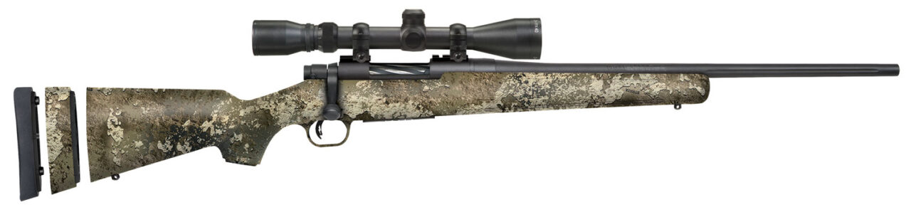 Mossberg 28066 Patriot Super Bantam 7mm-08 Rem 5+1 20" Fluted Barrel, Blued Metal Finish, Spiral-Fluted Bolt w/Streamlined Bolt Handle, Adjustable LOP TrueTimber Strata Synthetic Stock w/1" Spacer, Includes 3-9x40mm Scope (Youth)