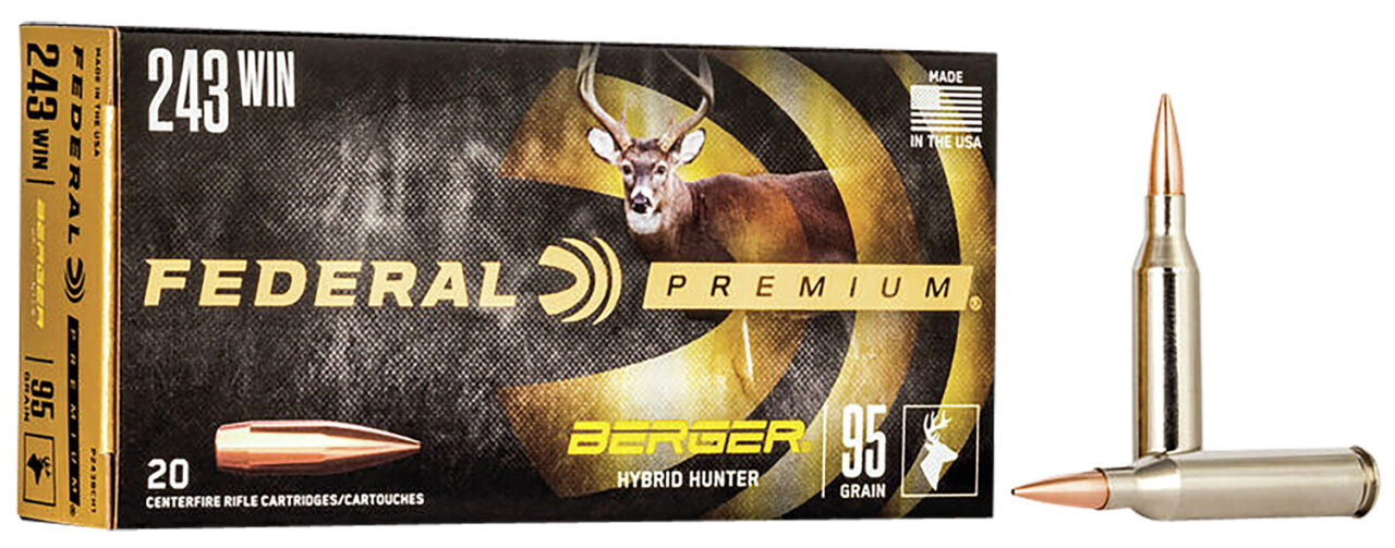 Federal P243BCH1 Premium 243 Win 95 gr Berger Hybrid Hunter 20 Per Box/ 10 Cs