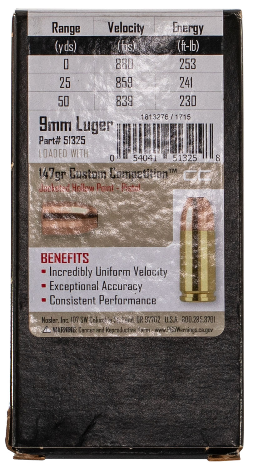 Nosler 51325 Assured Stopping Power pistols 9mm Luger 147 gr Jacketed Hollow Point (JHP) 50 Per Box/ 10 Cs - Image 2