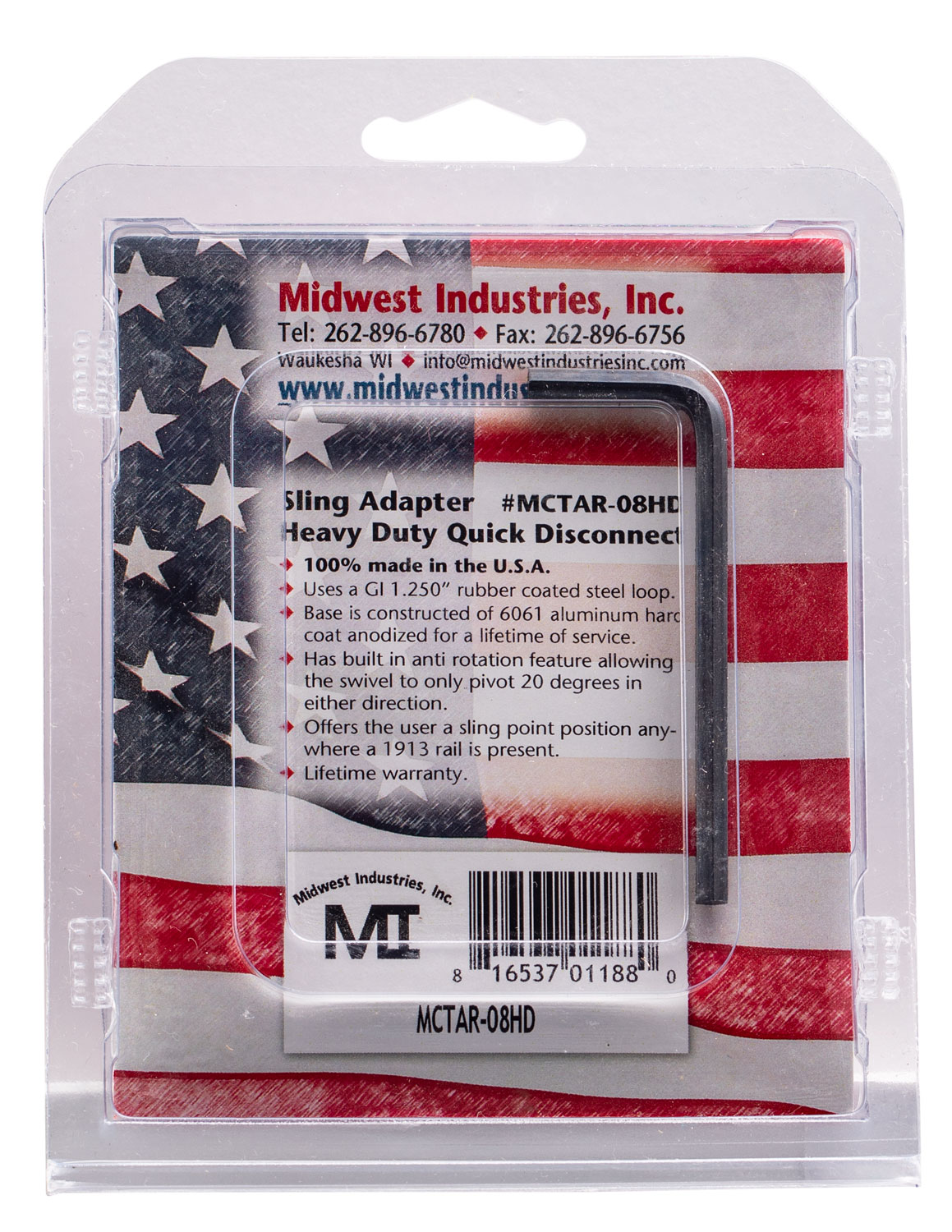 Midwest Industries MCTAR08HD Quick Detach Front Sling Adapter HD Black Aluminum - Image 2