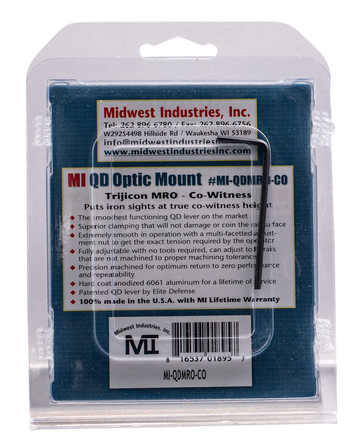 Midwest Industries MIQDMROCO Trijicon MRO QD Mount Black Hardcoat Anodized - Image 2