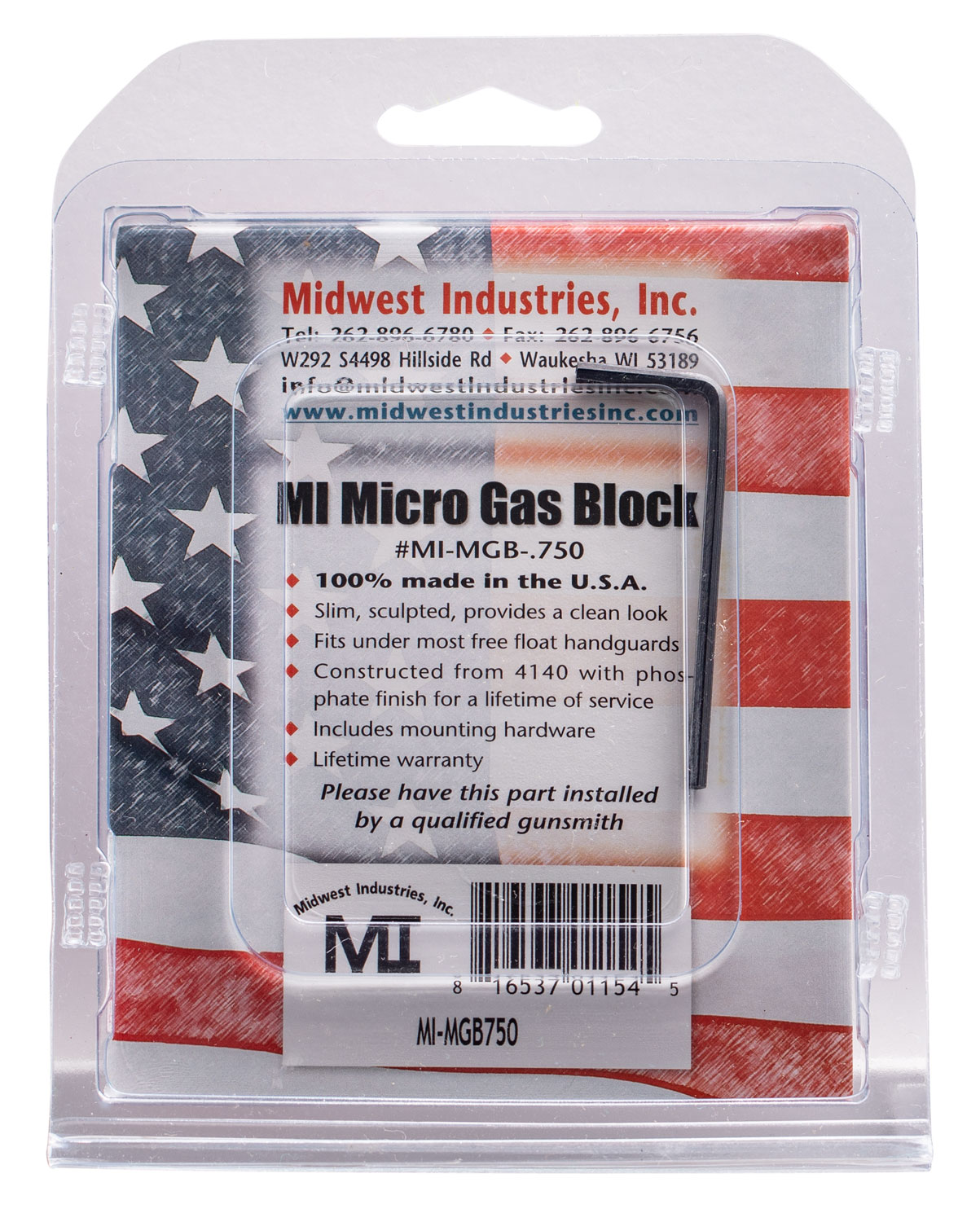 Midwest Industries MIMGB750 Micro Gas Block 4140 Steel .750" - Image 2