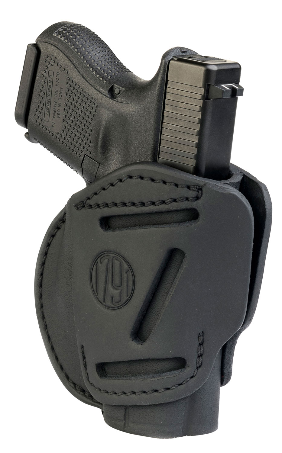 1791 Gunleather 3WH3SBLA 3-Way IWB/OWB Size 03 Stealth Black Leather Belt Loop Compatible w/ Glock 26 Compatible w/ Ruger LC9 Compatible w/ S&W M&P Shield Ambidextrous Hand