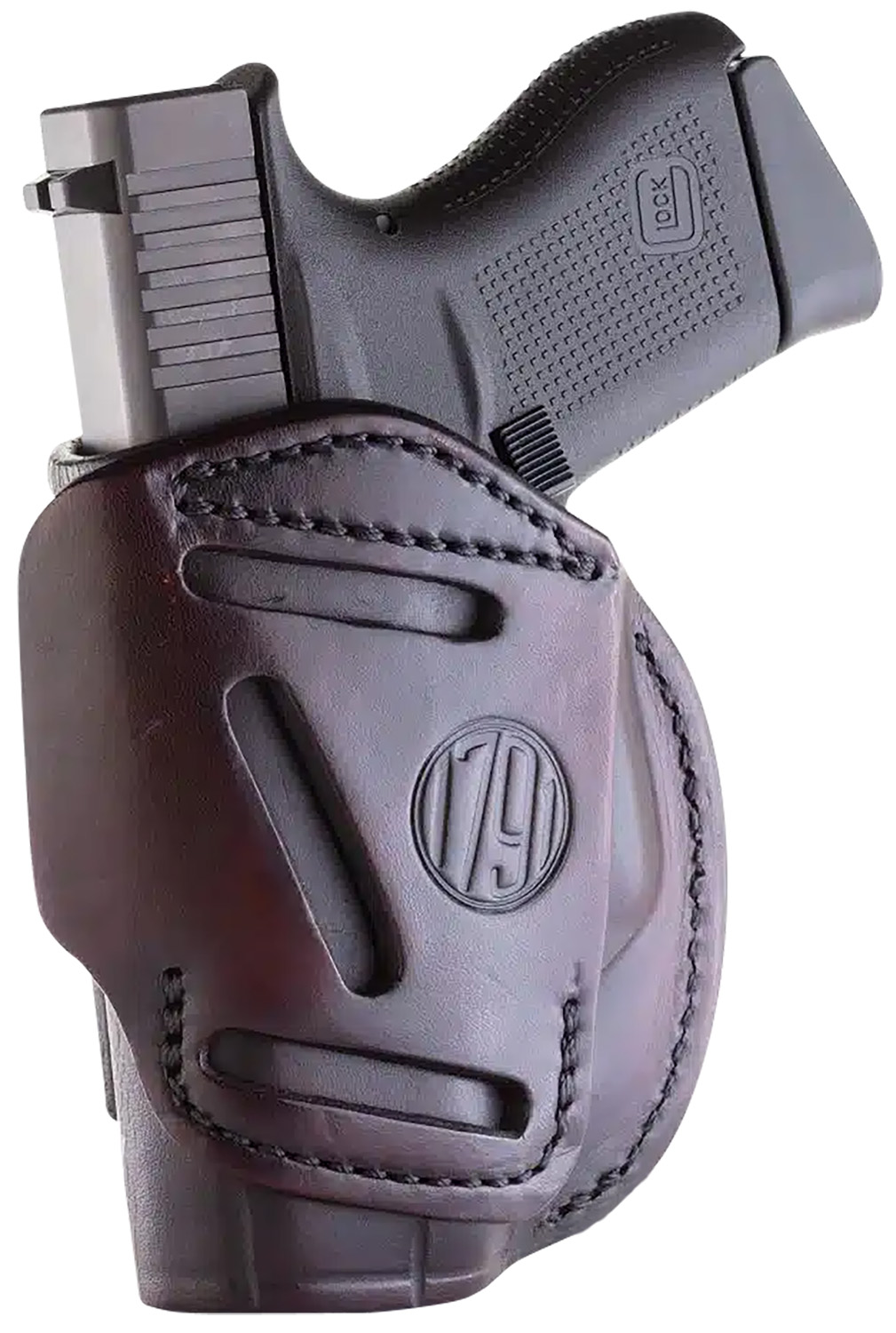 1791 Gunleather 4WH2SBRR 4-Way IWB/OWB Size 02 Signature Brown Leather Belt Clip Compatible w/Ruger LCP/S&W Bodyguard/Glock 42/43/43X Right Hand
