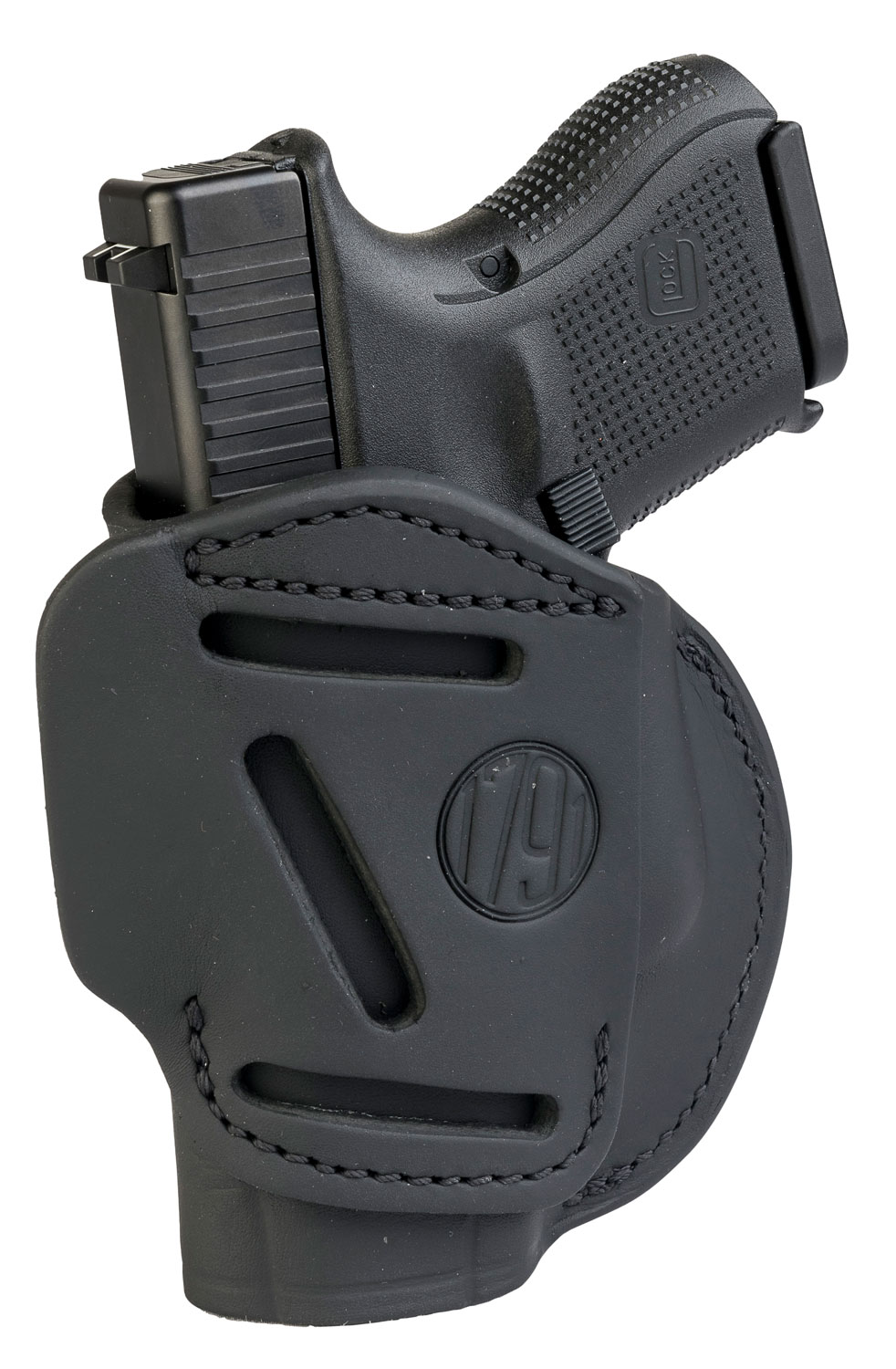 1791 Gunleather 4WH3SBLR 4-Way IWB/OWB Size 03 Stealth Black Leather Belt Clip Compatible w/Glock 26/Ruger LC9/S&W M&P Shield/2.0 9/40 Right Hand