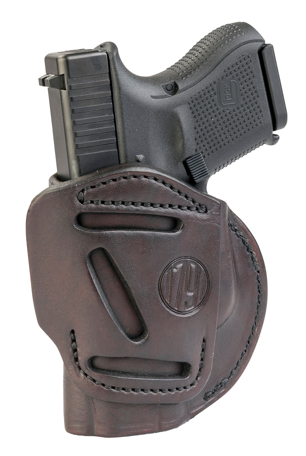 1791 Gunleather 4WH3SBRR 4-Way IWB/OWB Size 03 Signature Brown Leather Belt Clip Compatible w/Glock 26/Ruger LC9/S&W M&P Shield/2.0 9/40 Right Hand