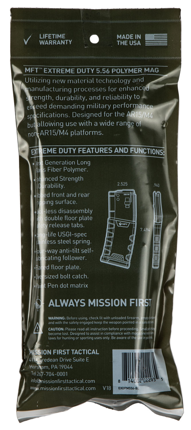 Mission First Tactical EXDPM556 Extreme Duty Black Detachable 30rd 223 Rem /5.56x45mm NATO for AR-15 for M4 - Image 2