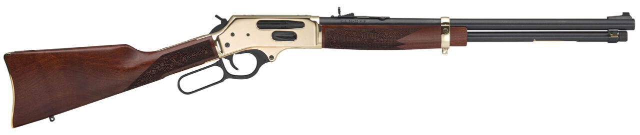 Henry H0243030 Side Gate Lever Action 30-30 Win Caliber with 5+1 Capacity, 20" Blued Barrel, Polished Brass Metal Finish & American Walnut Stock, Right Hand (Full Size)