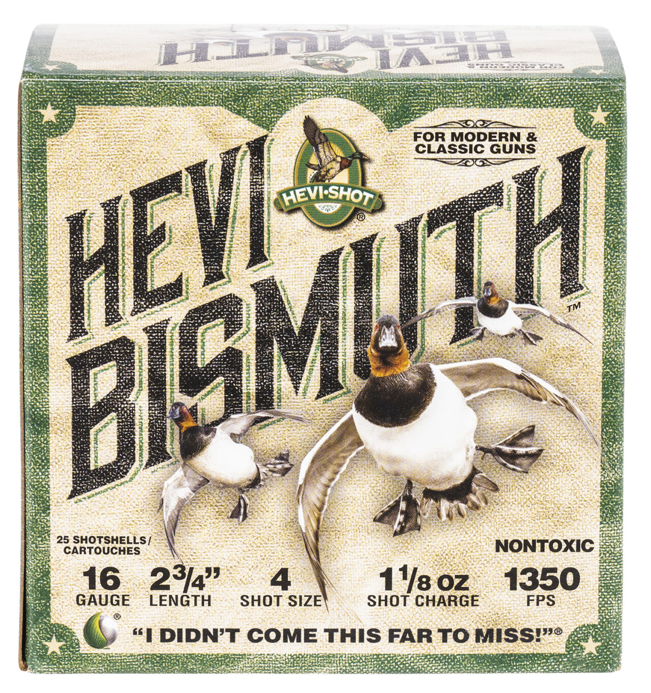 HEVI-Shot HS16704 HEVI-Bismuth 16 Gauge 2.75" 1 1/8 oz 1350 fps Bismuth 4 Shot 25 Bx/10 Cs