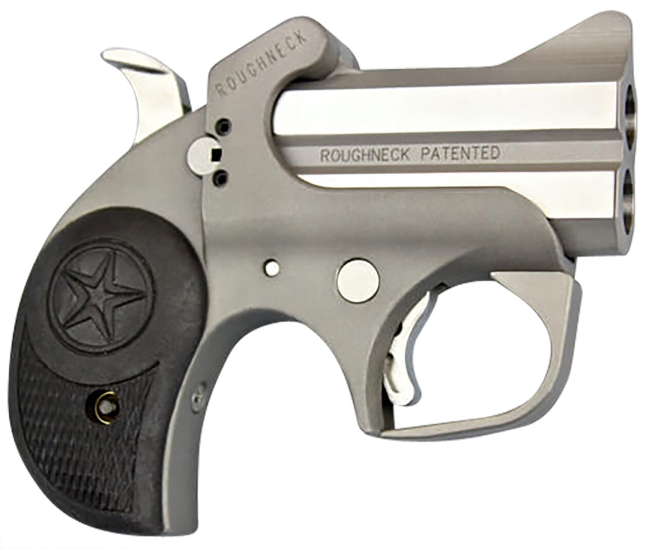 Bond Arms BARN Roughneck 45 ACP 2rd 2.50" Stainless Steel Double Barrel & Frame, Rebounding Hammer, Blade Front/Fixed Rear Sights, Black Rubber Grip, Manual Safety