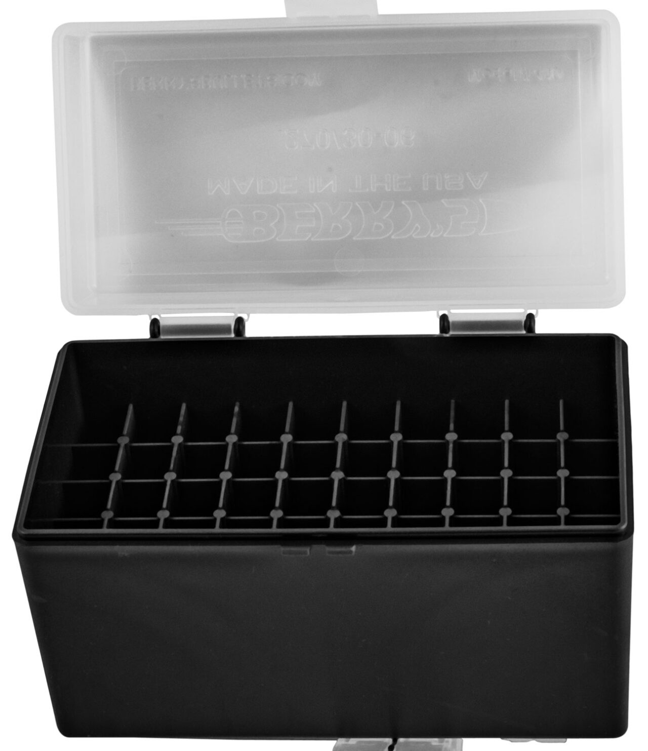 Berry's 91023 Ammo Box 270 Win 30-06 Springfield Clear/Black Polypropylene 3.60" L x 0.52" 50rd - Image 2