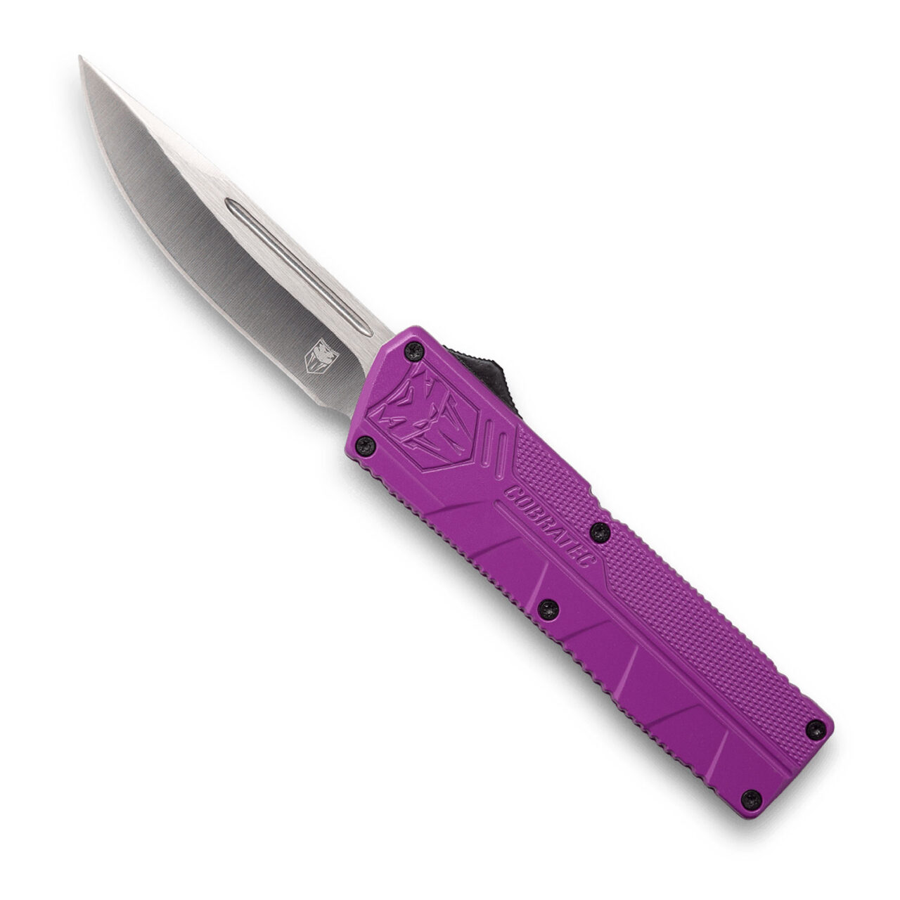 CobraTec Knives PURCTLWDNS Lightweight 3.25" OTF Drop Point Plain D2 Steel Blade/Purple Aluminum Handle Includes Pocket Clip