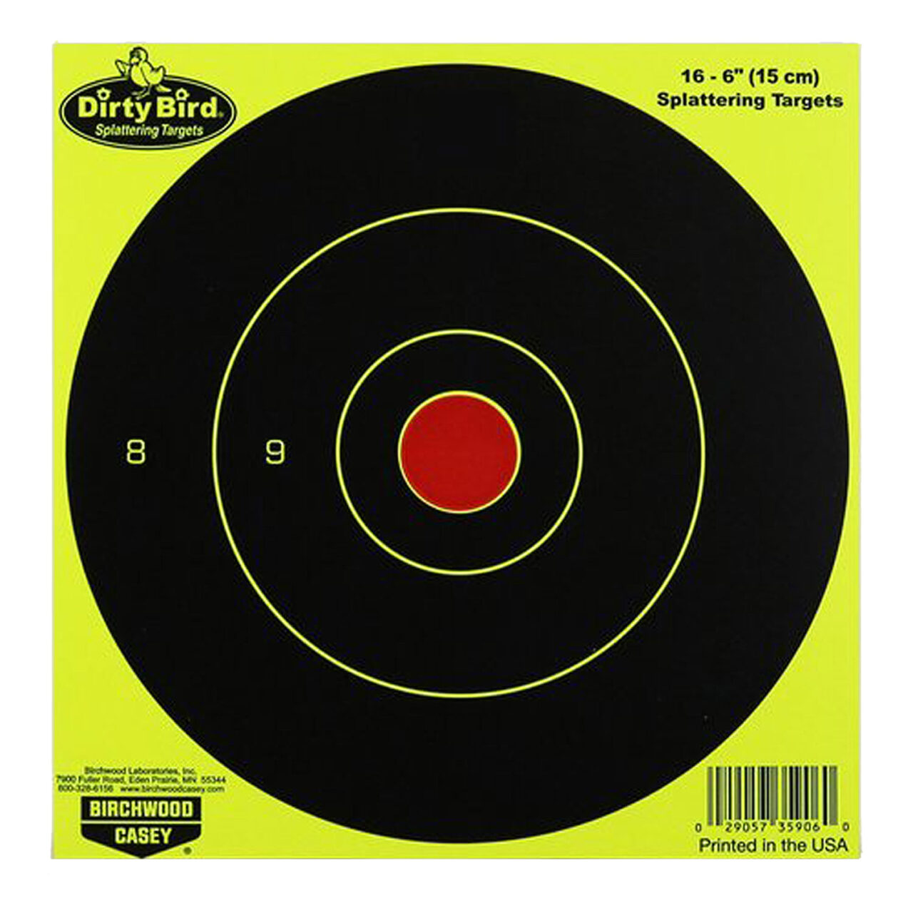 Birchwood Casey 35906 Dirty Bird 6" Bullseye Paper Hanging Pistol/Rifles Black/Yellow 16 Per Pkg
