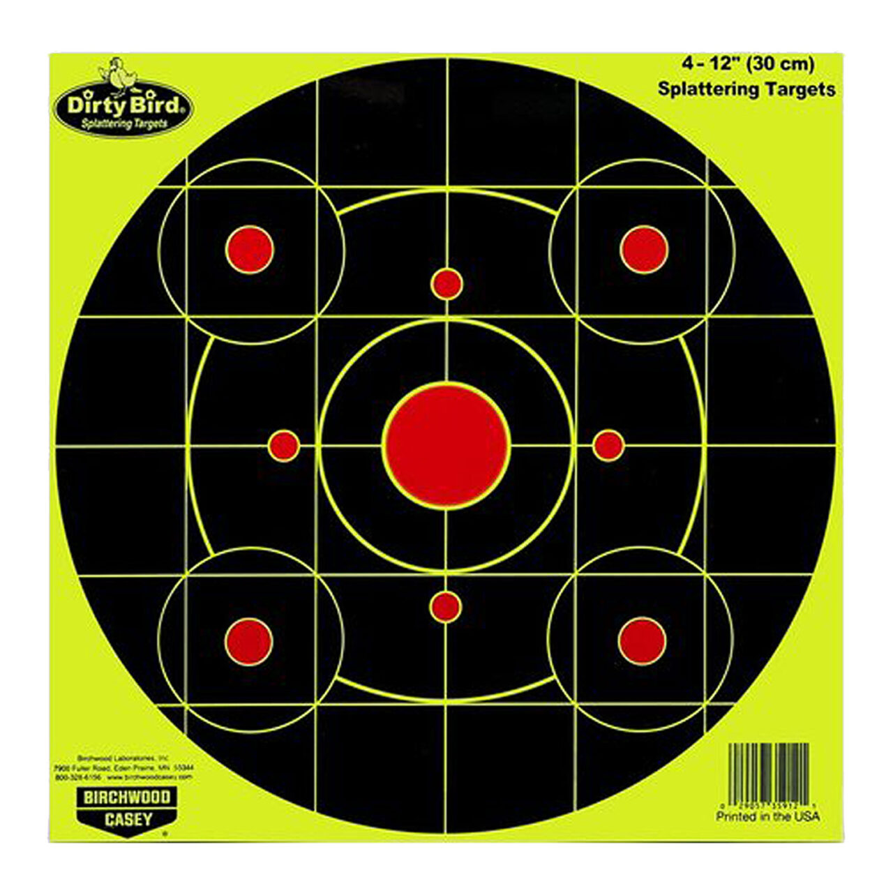 Birchwood Casey 35925 Dirty Bird 12" Bullseye Paper Hanging Pistol/Rifles Black/Yellow 25 Per Pkg