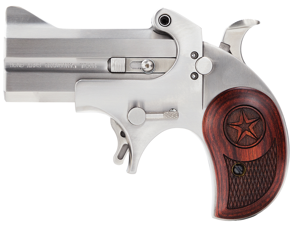 Bond Arms BACD Cowboy Defender 357 Mag/38 Sp 2rd 3" Barrel, Stainless Metal Finish, Blade Front/Fixed Rear Sights, Laminated Rosewood Grip, No Trigger Guard, Manual Safety - Image 2