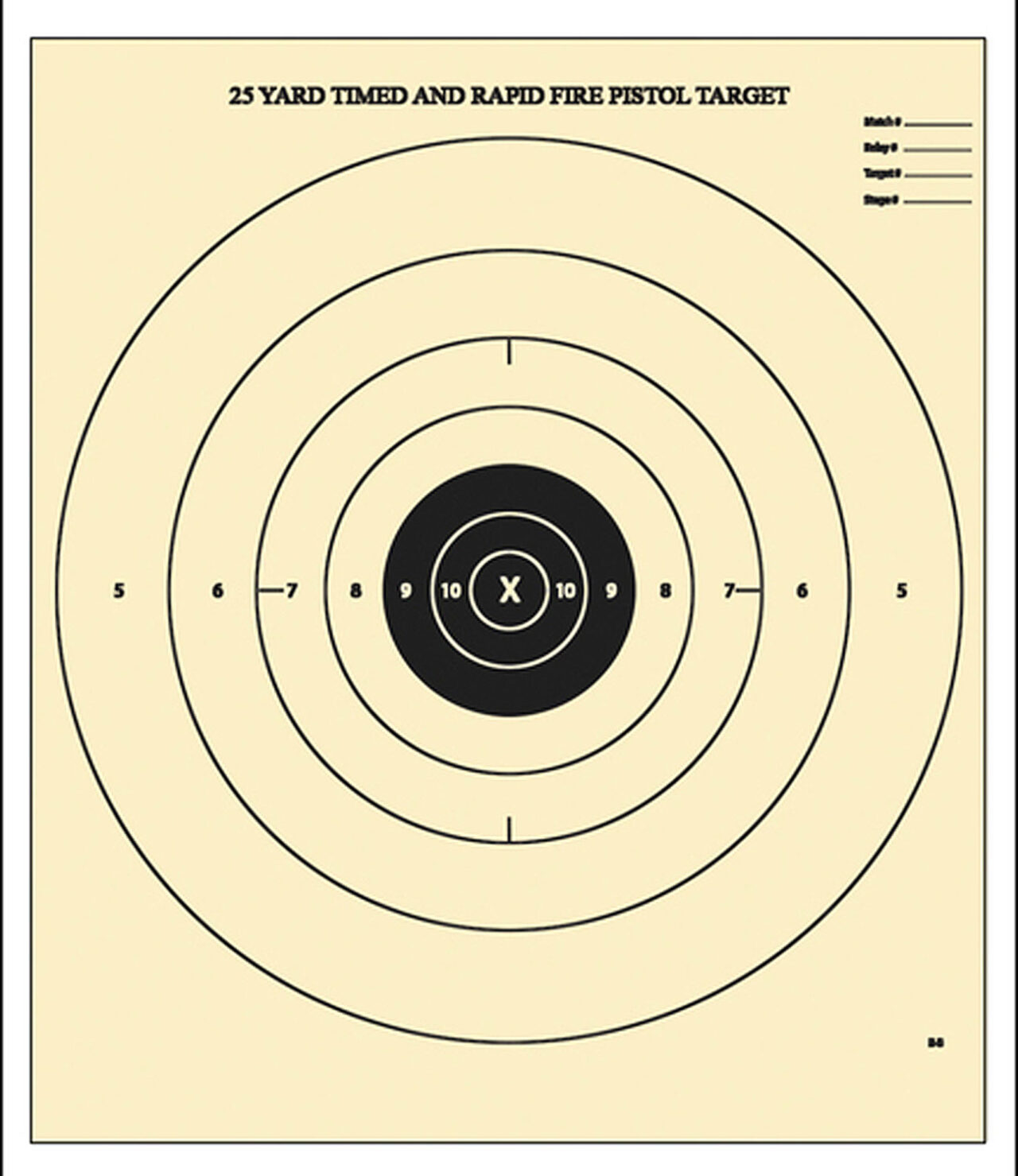 Action Target B8100 Competition NRA Time & Rapid Fire Bullseye Heavy Paper Hanging 25 yds pistols 21" x 24" Black/White 100 Per Box
