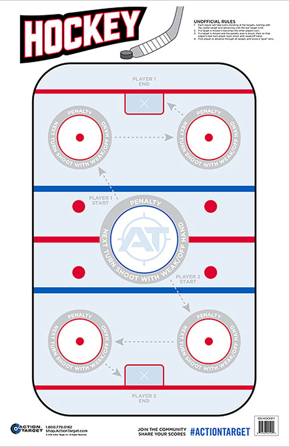 Action Target GSHOCKEY100 Entertainment Hockeye Paper Hanging 23" x 35" Blue/White 100 Per Box