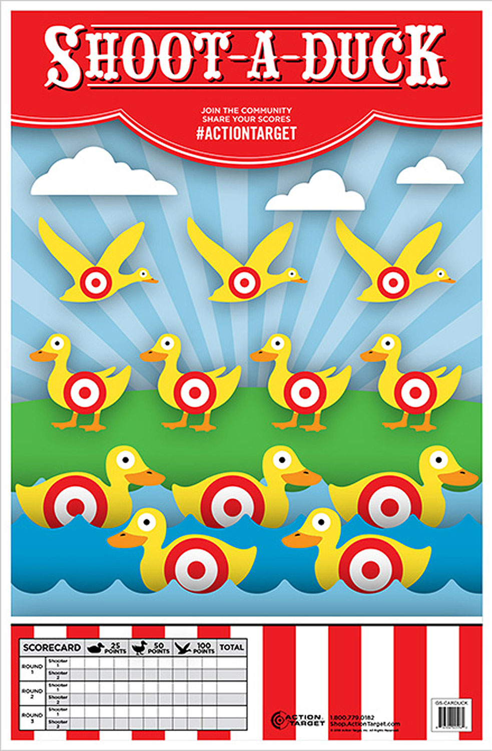 Action Target GSCARDUCK100 Entertainment Ducks Paper Hanging 23" x 35" Multi-Color 100 Per Box