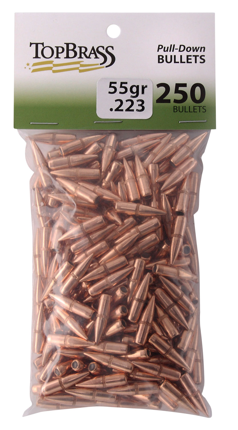 Top Brass JB1000PD250 Pull-Down .223 55 gr Full Metal Jacket Boat-Tail (FMJBT) 250 Per Bag