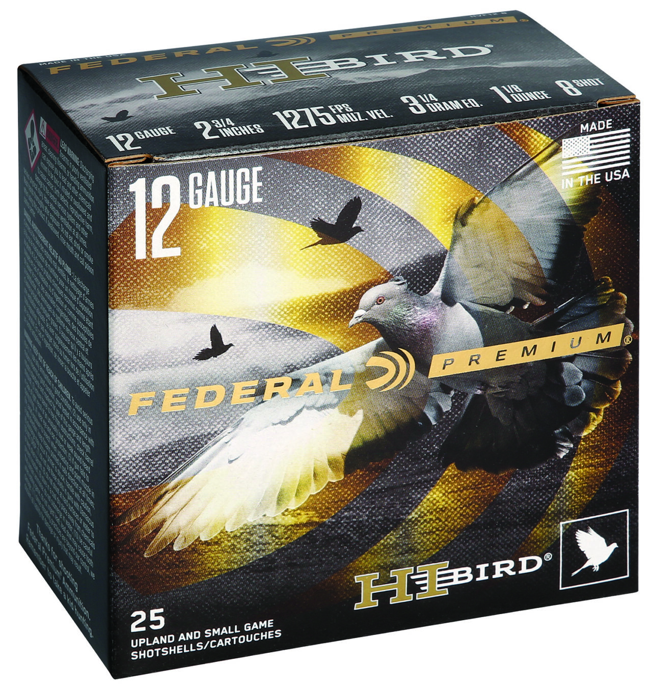 Federal HVF128 Premium Hi-Bird 12 Gauge 2.75" 1 1/8 oz 1275 fps 8 Shot 25 Bx/10 Cs - Image 2