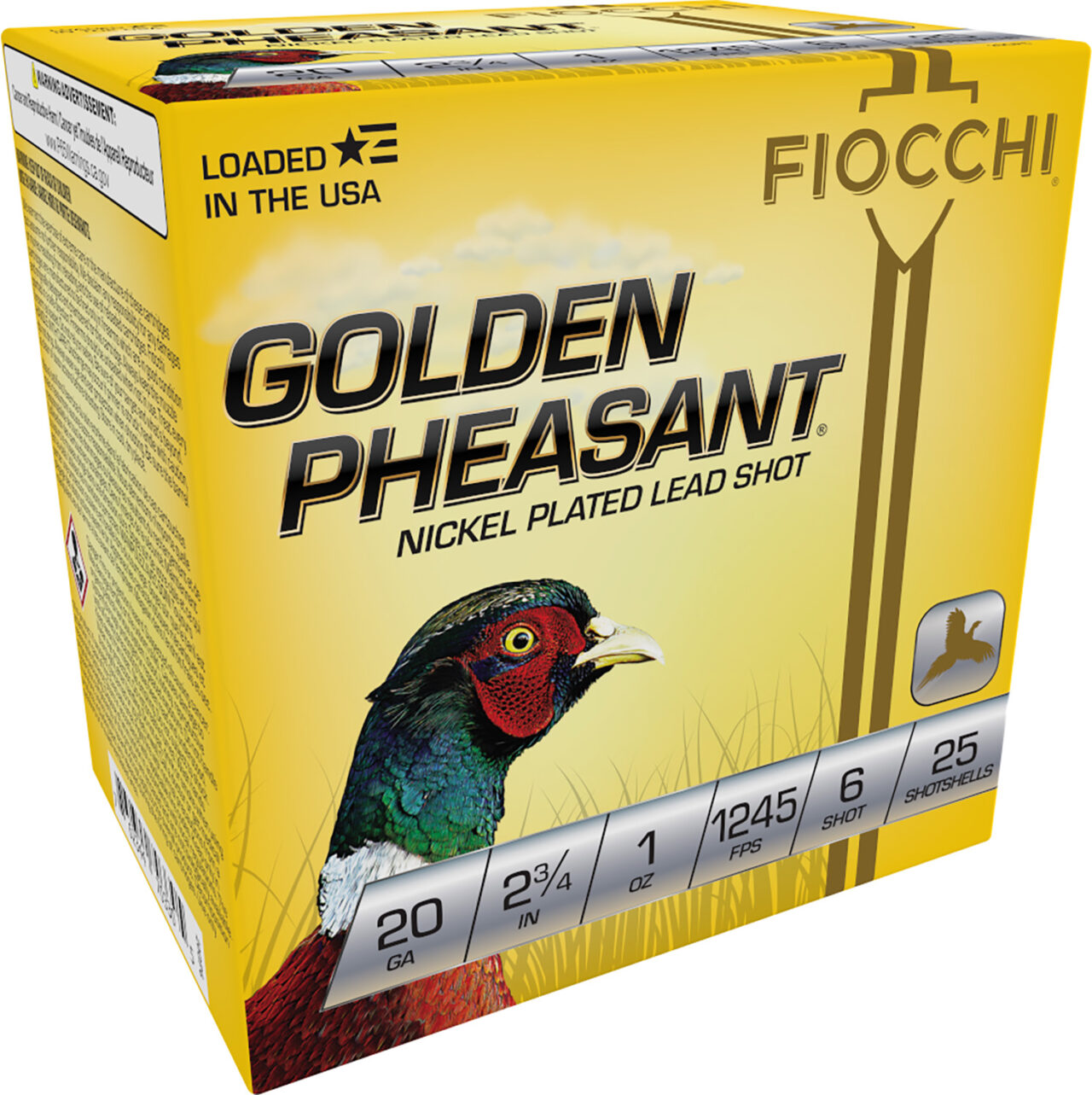 Fiocchi 20GP6 Golden Pheasant Extrema 20 Gauge 2.75" 1 oz 6 Shot 25 Per Box/ 10 Cs