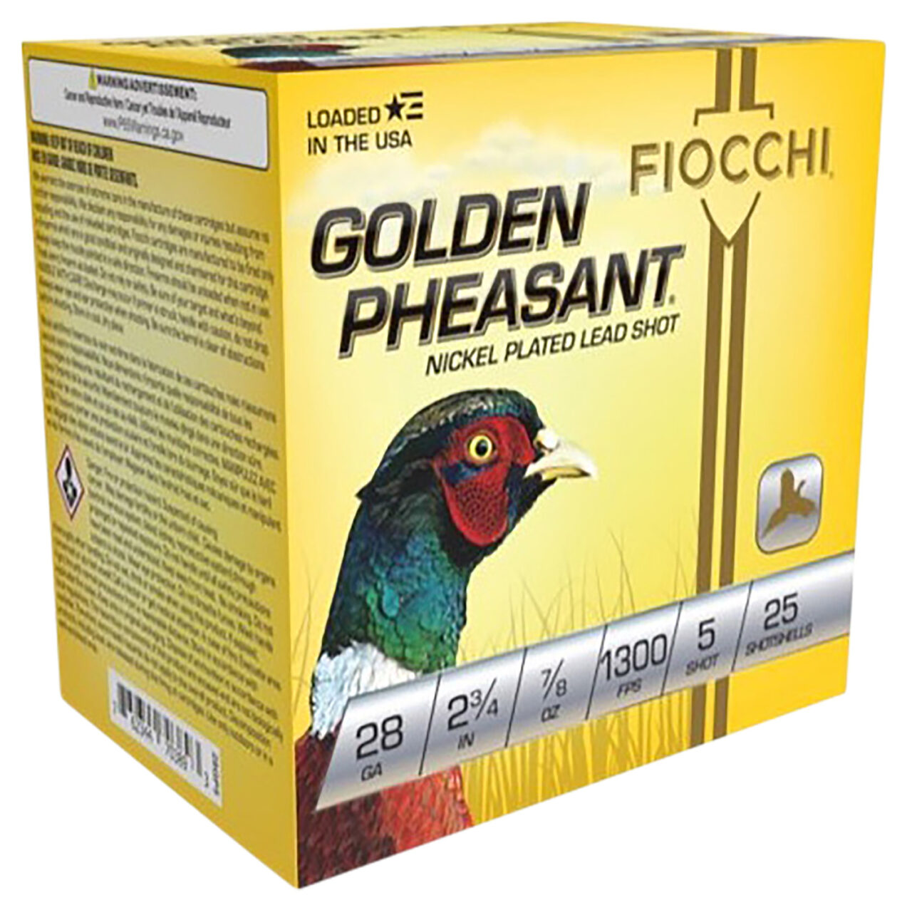 Fiocchi 28GP5 Golden Pheasant Extrema 28 Gauge 2.75" 7/8 oz 1300 fps 5 Shot 25 Bx/10 Cs