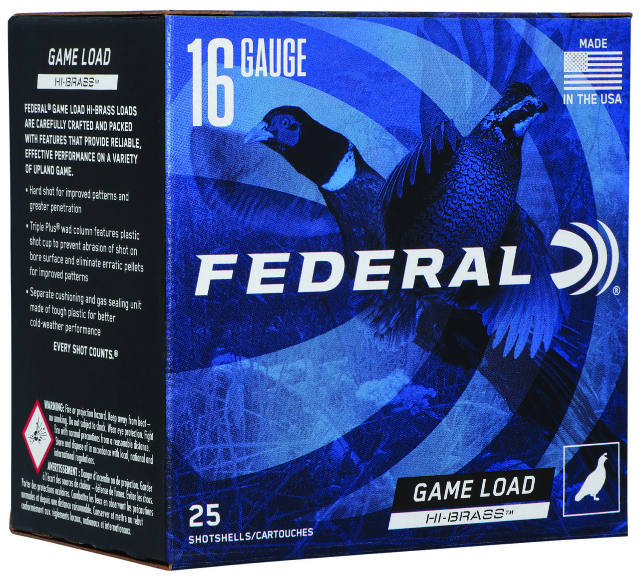 Federal H1634 Game-Shok High Brass 16 Gauge 2.75" 1 1/8 oz 1295 fps 4 Shot 25 Bx/10 Cs - Image 2