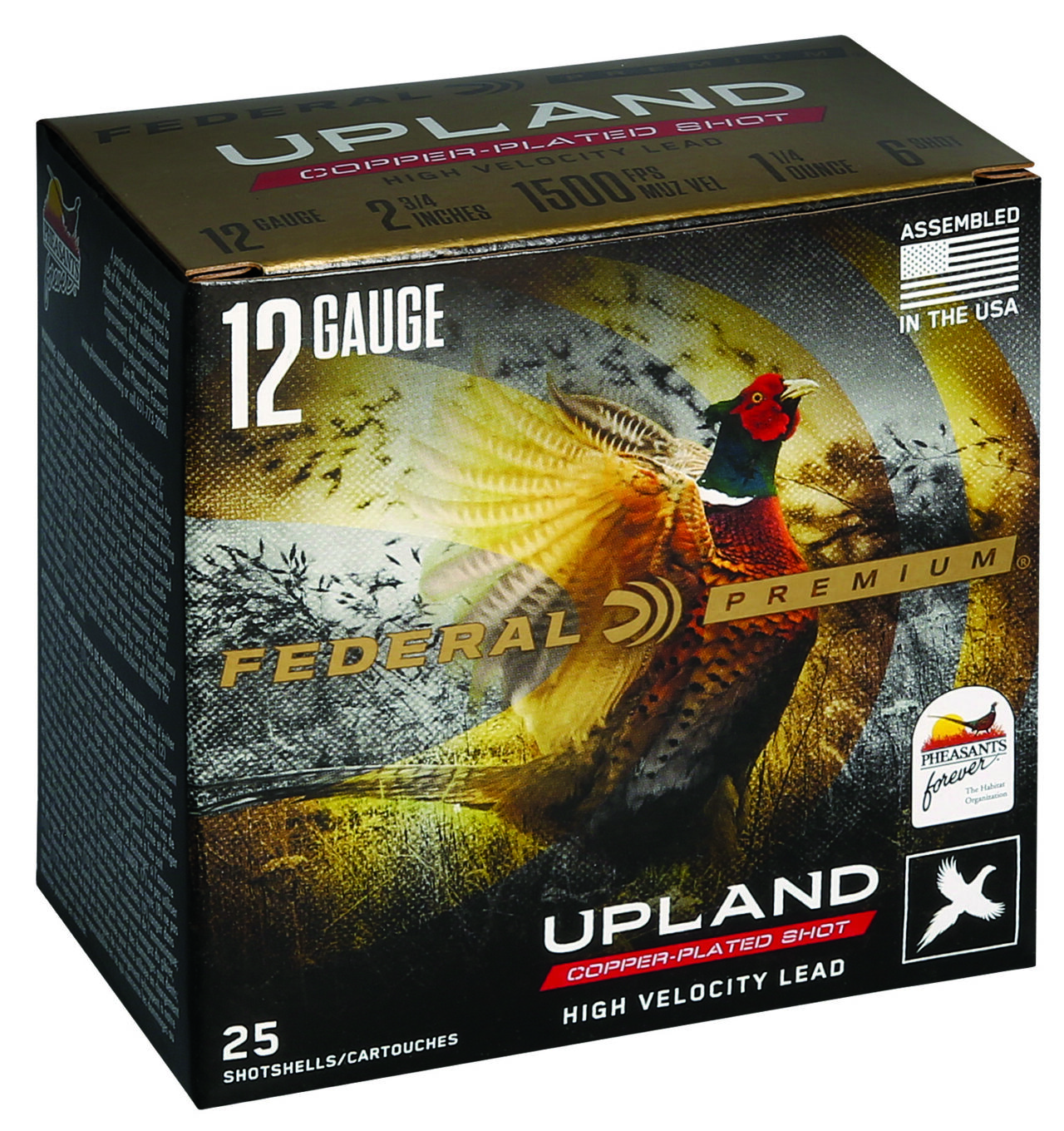Federal PF1546 Premium Wing-Shok Pheasant Forever High Velocity 12 Gauge 2.75" 1 1/4 oz 6 Shot 25 Per Box/ 10 Cs - Image 2
