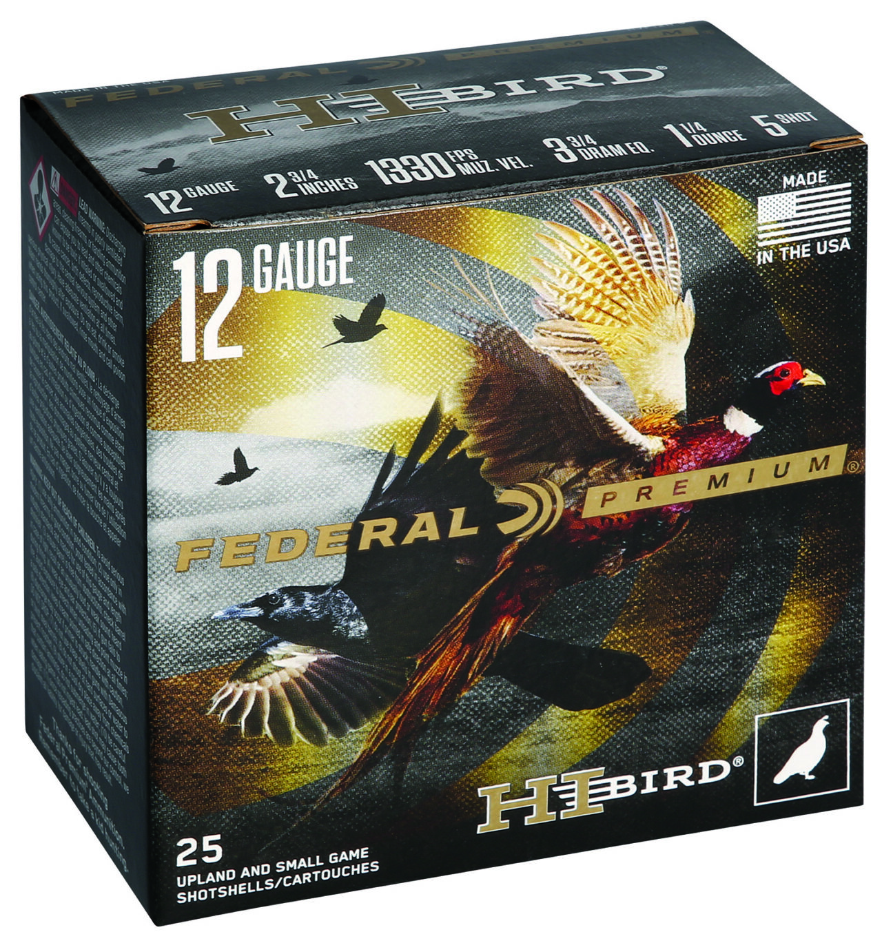 Federal HVF12H5 Premium Hi-Bird 12 Gauge 2.75" 1 1/4 oz 1350 fps 5 Shot 25 Bx/10 Cs - Image 2