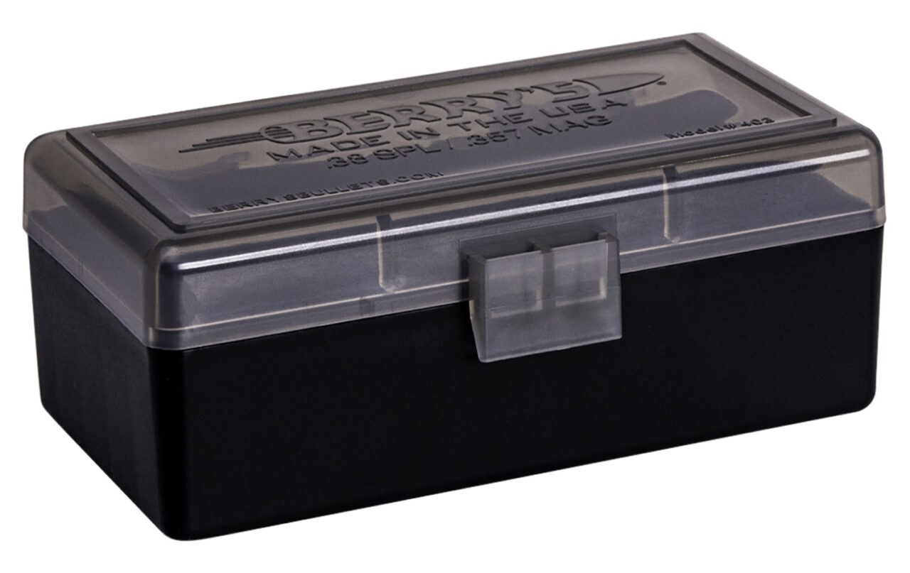 Berry's 92948 Ammo Box 38 Special 357 Mag Smoke/Black Polypropylene 1.70" L x 0.40" 50rd