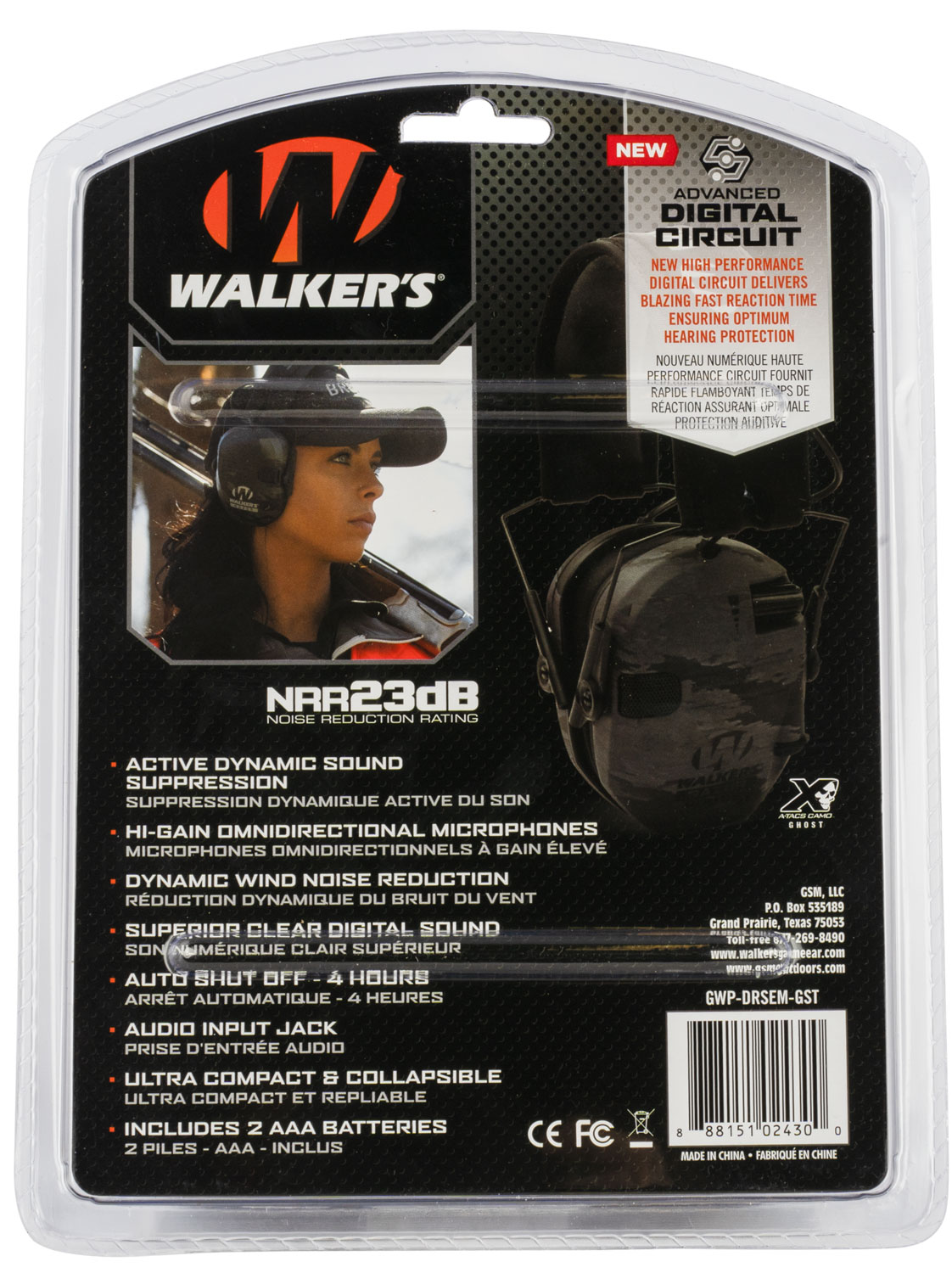 Walker's GWPDRSEMGST Razor PRO Digital Electronic Muff 23 dB Over the Head ATACS Ghost Camo/Black Polymer - Image 2